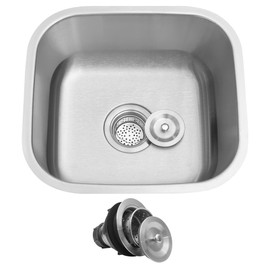 MONSINTA Bar Sink, 16" x 15" x 8" Undermount Kitchen Sink, T-304S Stainless Steel RV Kitchen Sinks, Small Kitchen Sinks With Sink Drain Strainer, Use at Rv, Bar,Outdoor, Laundry and Utility,Bathroom