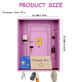 1Pcs Wall Mounted Key Holder,Friends TV Show Peripheral Merchandise,Home Decoration Key Organizer,Purple Box Wooden Craft,Cute Key Holder for Wall,Entryway,Bathroom,Living Room and Office