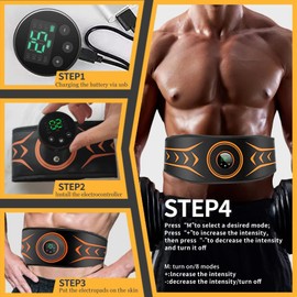 ABS Stimulator,Ab Machine,EMS Muscle Stimulator,Abdominal Toning Belt Workout Portable Muscle Toner Home Office Fitness Workout Equipment for Abdomen (1)