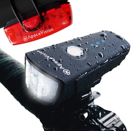 Apace Vision XPRO-LUME Bike Lights USB Rechargeable - Powerful 500 Lumens Bicycle Front Light - Super Bright IPX5 Waterproof MTB Road Commuter Front Back Cycle Lights