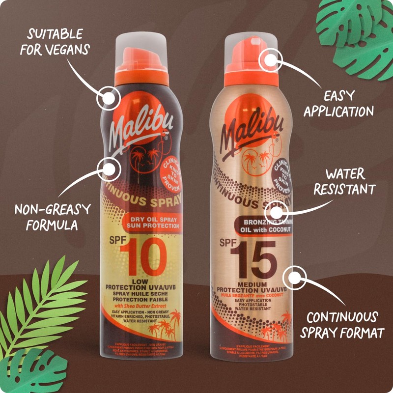 Malibu Continuous Bronzing Tanning Oil Coconut (SPF 15) - 175