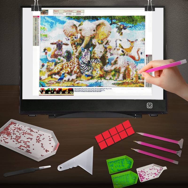 WELZK Diamond Painting Light Board A3, with Large Metal Stand,