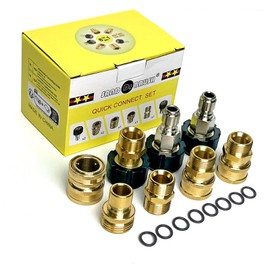SAND DR BRUSH Pressure Washer Adapter Set，Quick Disconnect Hose Fittings Kit，Quick Connect Metric M22-14 Female Thread to Male Fitting，Brass Quick Coupler 3/8", 3/4" male to 1/2" Quick Release Connect