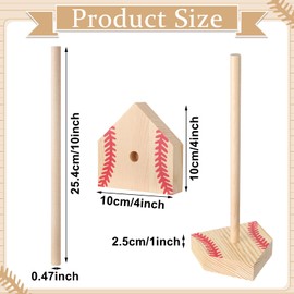 Beeveer 2 Sets Baseball Wooden Ring Holder 10 Inches Softball Ring Display Stand Stacked Storage Organizer Christmas Birthday Gift for Dad Grandpa(Red Color)