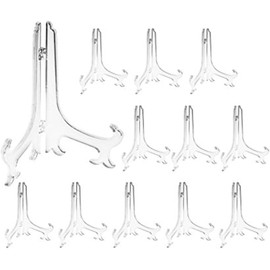 Artliving 3 Inch Clear Plastic Easels or Stand/Plate Holders to Display Pictures or Other Items at Weddings, Home Decoration, Birthdays, Tables (12 Pack)