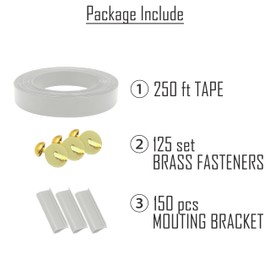 XKMT- White View Blocking Privacy Tape Weave w/bracket and Gold Fastener For Chain Link Fence 75m/250 ft Roll UV Resistant [P/N: ET-HOME014+15+16-WHITE]