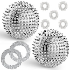Magnetic Acupressure Balls & 5 Acupressure Ring & 2 Acupressure Bracelets, 47 mm Hedgehog Ball, Small Metal and Massage Rings for Fingers for Stress Relief or Massage, Pack of 2