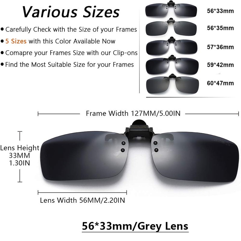 JESSIEDANTON Polarized Clip-on Flip Up Metal Clip Rimless Sunglasses, Lightweight,
