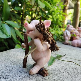 TOTITOM Pig Statue, Pig Lawn Ornaments and Statues, Polyresin Home Or Garden Decorative Animal Statue, Pig Sculpture for Shelf Desk Window Patio Decoration