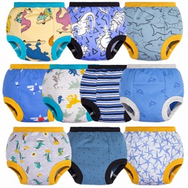 BIG ELEPHANT Baby Boys' 10 Pack Toddler Potty Training Pants 100% Cotton Underpants, 12-24 Months