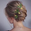 AIMALL 3 PCS Handmade U-Shaped Emerald Green Rhinestone Hairpins, Bride