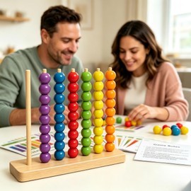 Wooden Color Stacking Puzzle Game for Adults with 20 Challenge Cards