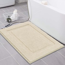 SHACOS Super Soft Fluffy Bathroom Rugs 24"x36" Non Slip Washable Bath Mats Absorbent Bath Rugs Carpets for Bathroom Floor Tub Shower Vanity Sink Home Decor Accessories, Light Beige