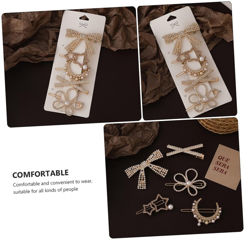 Baluue 5pcs Pearl Hairpin Set Hair Clips for Women Decorative