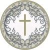 Unique 74855EU Eco-Friendly Paper Plates-23 cm-Fancy Gold Cross Religious Party-8