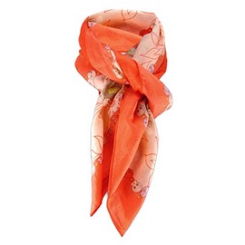 Women's Scarf Orange Beige Red Brown Multicoloured with Skull Motifs Patterned, Orange, beige, red, brown