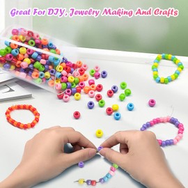 1000+ Pcs Pony Beads Bulk, 6x9 mm Plastic Bracelet Beads Pony Beads for Bracelets Making Crafts Hair Braiding DIY Friendship Bracelet, Multi-Colored Pony Beads Kit for Girls Gifts