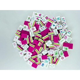 New Four Layer Anti Fading Acrylic Hand Painted Mahjong European and American Mahjong Tiles WholesaleColor: Pink