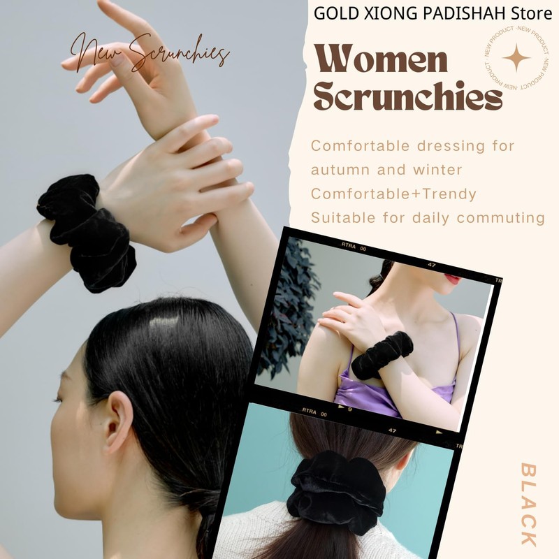 Velvet Scrunchies for Women - Jumbo Oversized Hair Scrunchy (4-Pack)