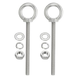 TA-VIGOR 2Pcs M10 x 120mm Lifting Long Eye Bolt, 304 Stainless Steel Wall Expansion Anchor Bolts, Masonry Concrete Screws Shoulder Eyebolt Lifting Ring with Nuts Washers for Hanging Hammock Article
