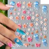 CharmBurst 2 Stück Sommerliche Nagel Sticker mit Blumen, Seesterne, Perlen,