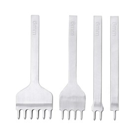 DIY Leather Hole Punch Kits with High-Speed Steel Leather Chisel Hole Punch Tool, 6 mm 1/2/4/6 Prong Carbon Steel (6 mm)