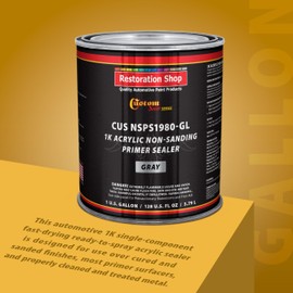 Custom Shop Premium 1K Acrylic Non-Sanding Primer Sealer Paint, Color Gray, 1 Gallon - Fast Drying, Ready-To-Spray, Apply Over Automotive Primer Surfacers, Sanded Finishes - Topcoat Urethane, Enamel