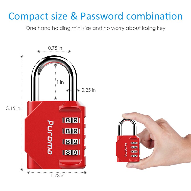 Puroma 2 Pack Combination Lock 4 Digit Outdoor Waterproof Padlock