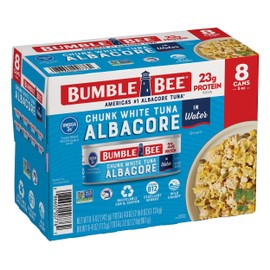 Bumble Bee Chunk White Albacore Tuna in Water, 5 oz Can (Pack of 8) - Wild Caught Tuna - 23g Protein per Serving, High in Omega-3s - Non-GMO Project Verified, Gluten Free, Kosher