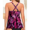 Tempt Me Women Pink Leaves Tankini Top Only Flowy Swim