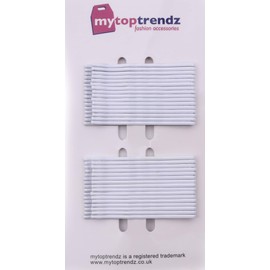 Mytoptrendz® Pack of 32 Kirby Hair Grips Bobby Pins 5cm Long Hairpins Classic Waved Metal Hair Clips Slides Womens Girls Hair Styling Clips Hair Pins (White)