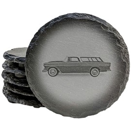 Cruise in Style: 1955 Nomad Coasters for Classic Car Lovers - Round Slate - set of 6