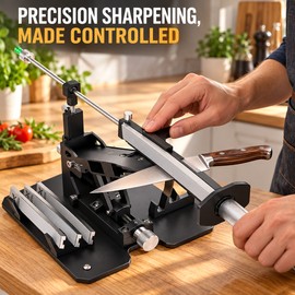 GEN2 Precision Knife Sharpening System with Adjustable 10–30° Angle and 320/800/2000 Grit Diamond Stones