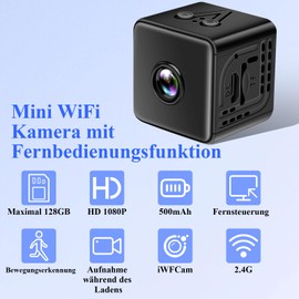 CYI Mini Portable Video Camera 2.4G WiFi, Small Camera HD 1080P with Motion Detection, Small Wireless Video Recorder with Loop Recording & Cloud Storage, Ideal for Garages, Offices, Warehouses, etc.