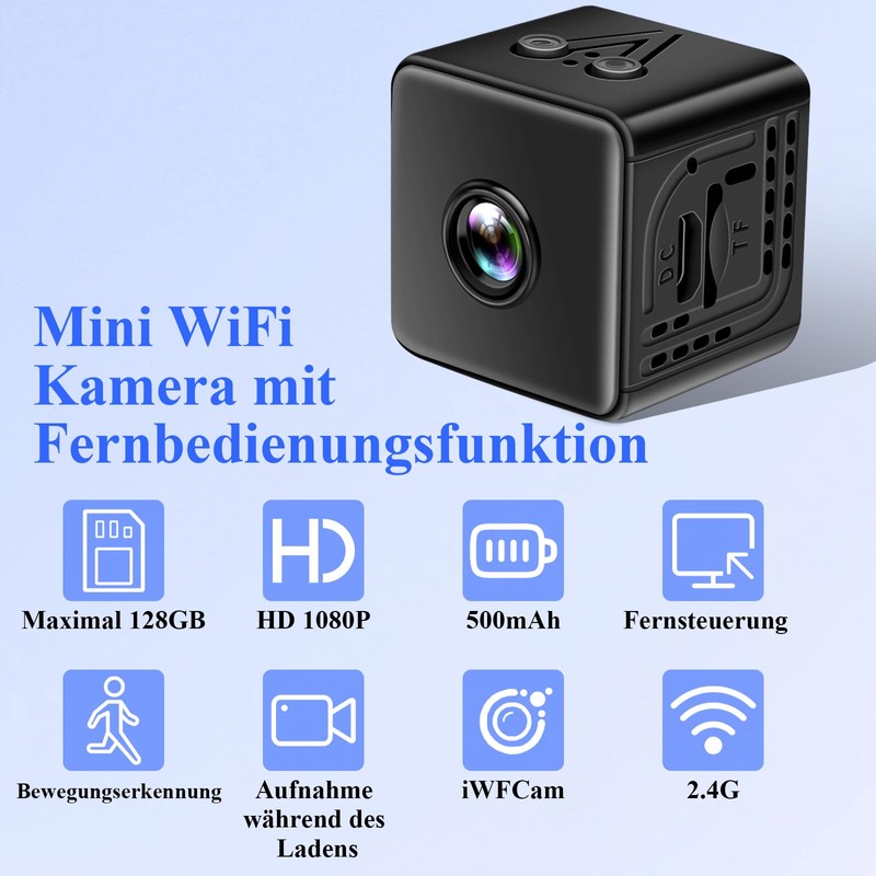 CYI Mini Portable Video Camera 2.4G WiFi, Small Camera HD