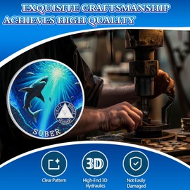 Mighty Shark 5 Year Sobriety Coin - Swim to The Light AA Medallion, Alcohol Free Recovery Coin with Mandela Quote, Inspirational Sobriety Gifts for Men & Women