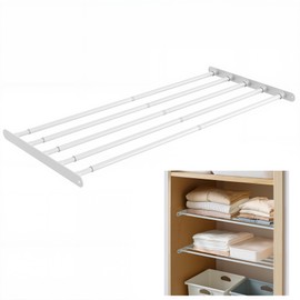 VanlonPro Expandable Closet Shelf Wall-Mounted Metal Storage Rack Adjustable Closet Rod DIY Divider Separator Space Saving for Cabinet Wardrobe Cupboard Kitchen Pantry Cupboard, 31.4-42 Inches