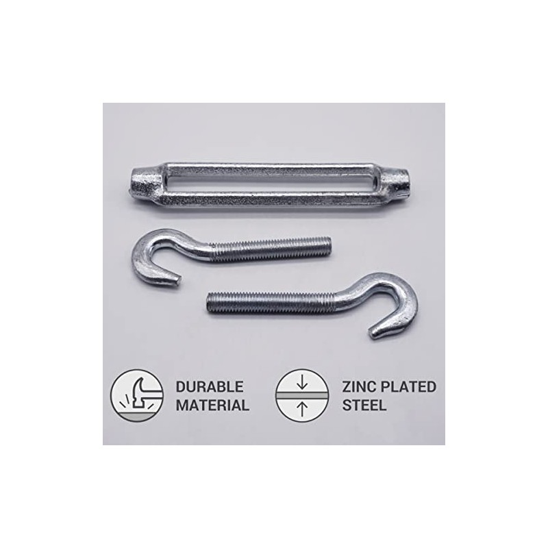 (Pack of 2) Turnbuckle Wire Tensioner M10, Adjustable Turnbuckles Hook