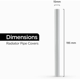 Radiator Pipe Covers White, Pipe Insulation 15mm; 19.5cm Long Snap On PVC Plastic Cover; Pack of 16 Customizable Radiator Pipe Collars or Radiator Sleeves