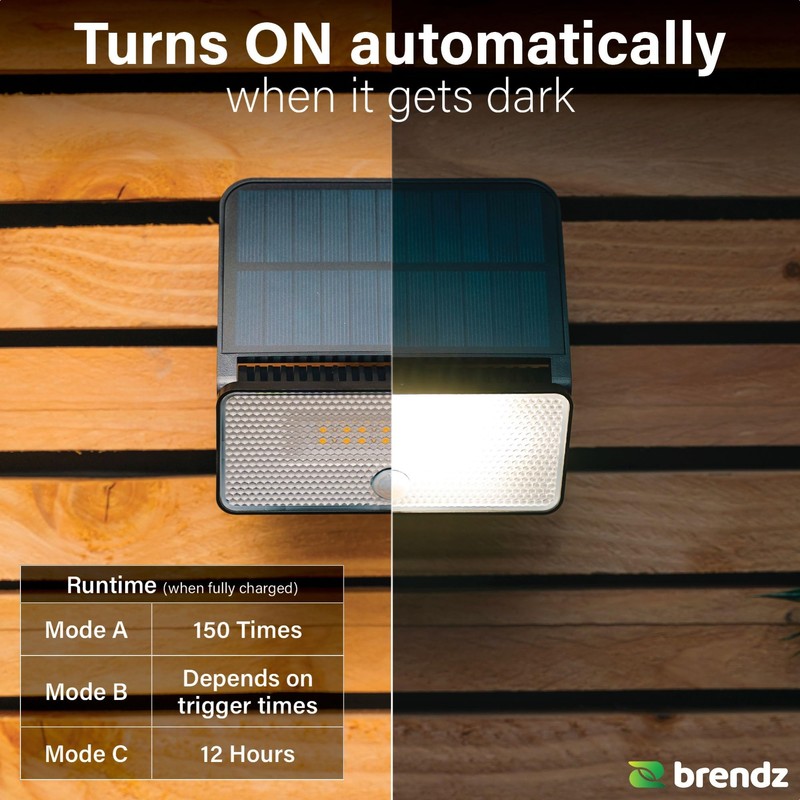 Brendz Paso Solar Outdoor Light with Motion Sensor, 1000 Lumens,