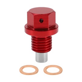 RATCHROLL 1 Set Universal Oil Drain Plug Anti Leakage Oil Pan Drain Bolt Screw Thread Repair with Gasket Magnetic Red Aluminum Alloy Copper M12x1.5