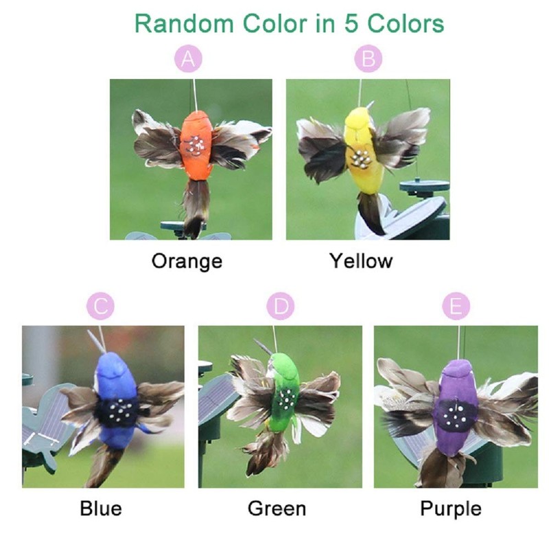 HOSTK 2pcs Solar or Battery Powered Fluttering Hummingbird, Wobble Fluttering