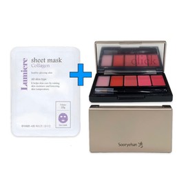 Collagen Mask Pack + Sooryehan Yeon Silk Lip Palette 5 Colors / 콜라겐 마스크팩+수려한 연 실크 립 팔레트 5가지 색상