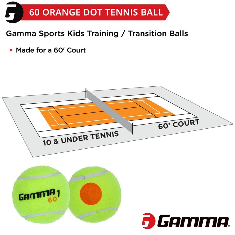 GAMMA Orange 60 and Green 78 Dot Training Tennis Balls