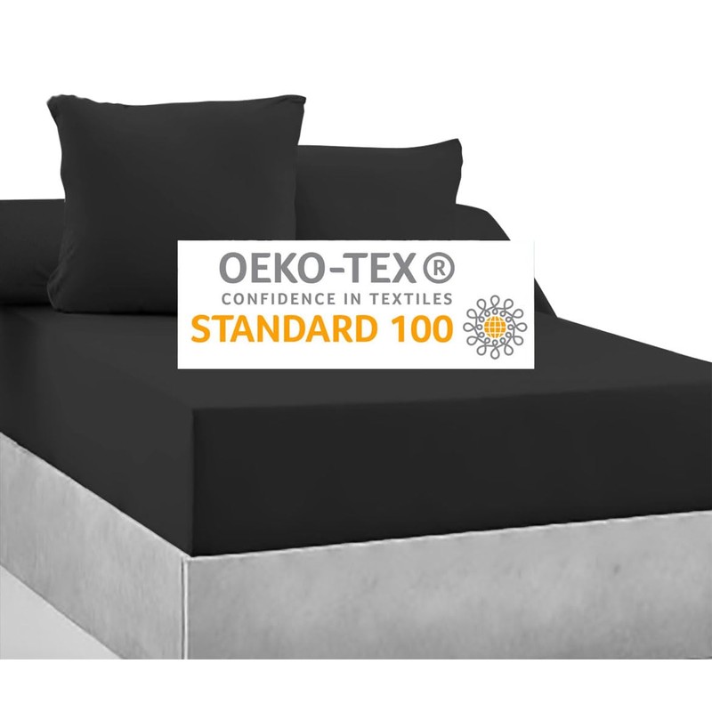 Fitted Sheet 100% Cotton 57 Thread Count Black 90 x