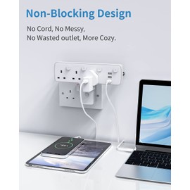 Plug Adapter, Mscien 3 Way Extension Plug with 3 USB, Plug Extension Socket with Independent Switches, Multi Plug Adaptor UK Built-in Surge Protector with 180 Degree Rotation Button