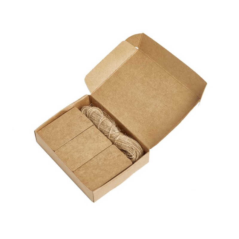 Box.it.pack.it Kraft Paper Gift Tags, Brown, Rectangular 5x3 cm, 100