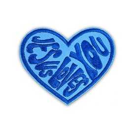 Jesus Loves You Blue Patch-3 Inches Iron On/Sew On Embroidered Applique Patch for Clothes, Backpacks, Hats, Christian, Jesus, Religious, DIY Accessories, Gifts for Mom Dad Friends Coworkers