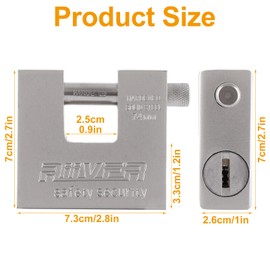 VIDETOL 2 Pcs Container Padlock with Keys, 74mm Heavy Duty Security Padlock, 12mm Thick Shackle, Anti Drill Cylinder, Steel Padlock for Container, Door, Shed, Lockers, Gates and Warehouses