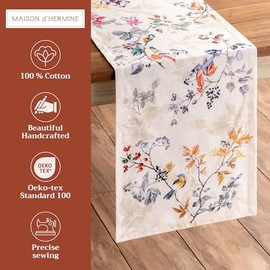 Maison d' Hermine - Camino de mesa decorativo, 14.5 x 72 pulgadas, 100% algodón, cocina, boda, restaurante y campamento, equinoccio - Beige (una sola capa) - Acción de Gracias/Navidad